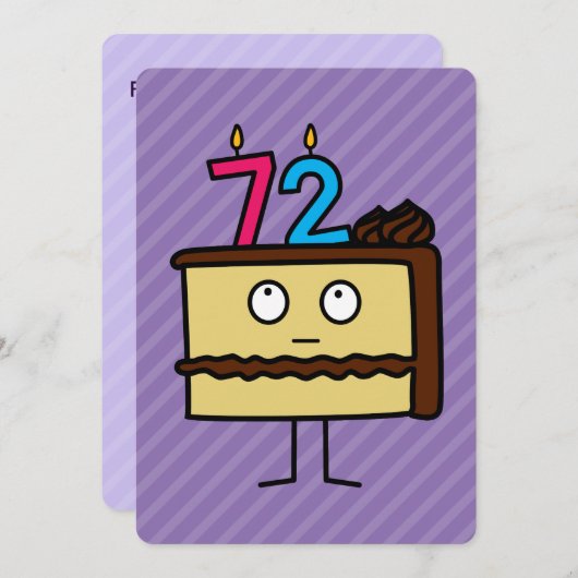 72. Geburtstags-Kuchen mit Kerzen Einladung (Vorne/Hinten)