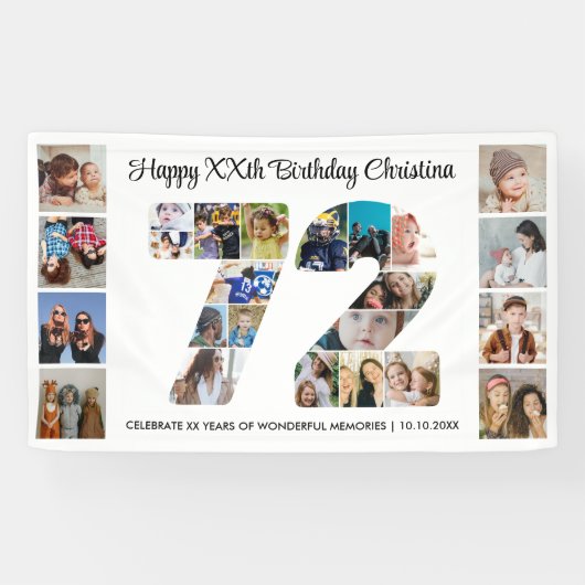 72. Geburtstagsfeier Nummer 72 Fotocollage Banner (Horizontal)