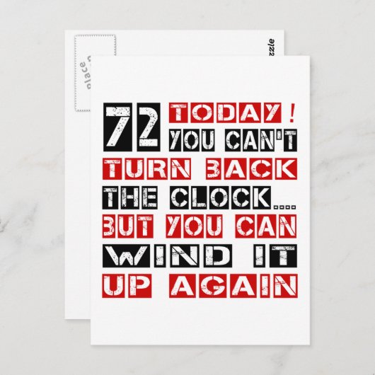 72 Geburtstagsgeschmacksmuster Postkarte (Vorne/Hinten)