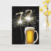 72. Geburtstagsparkler mit Bier-Tasse Karte (Gelbe Blume)