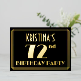 72. Geburtstagsparty: Art Deco Look "72", w/ Name Folieneinladung