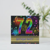 72. Geburtstagsparty Einladung mit Blasen (Stehend Vorderseite)