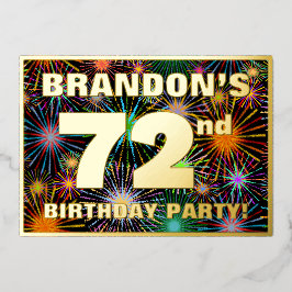 72. Geburtstagsparty — Spaß, farbenfrohe Feuerwerk Folieneinladung