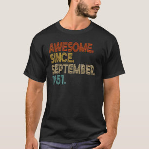 72 Jahre alt Phantastisch seit September 1951 72. T-Shirt