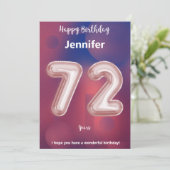 72 Jahre alte Happy Birthday Card (Stehend Vorderseite)