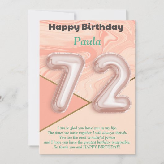 72-jährige Mädchen Happy Birthday Card (Vorderseite)