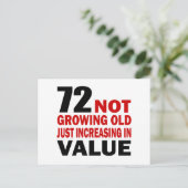 72 Nur Geburtstag wachsen Postkarte (Stehend Vorderseite)