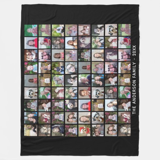 72 Square Foto Collage Grid mit Text - schwarz Fleecedecke (Vorderseite)
