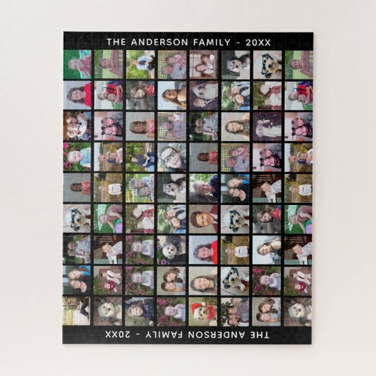 72 Square Foto Collage Grid mit Text - schwarz Puzzle (Vertikal)