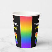 72nd Birthday: Colorful Rainbow # 72, Custom Name Pappbecher (Rechts)