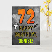 72nd Birthday: Eerie Halloween Theme + Custom Name Karte (Gelbe Blume)