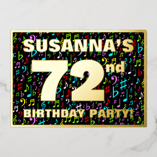 72nd Birthday Party — Fun, Colorful Music Symboc Folieneinladung