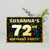 72nd Birthday Party — Fun, Colorful Music Symboc Folieneinladung (Stehend vorne)