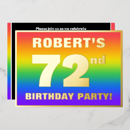 72nd Birthday Party: Fun, Colorful Rainbow Pattern Folieneinladung