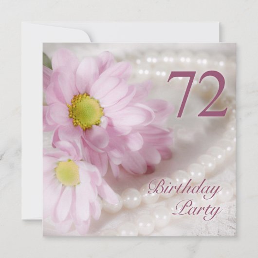 72nd Birthday party invitation with daisies Einladung (Vorderseite)