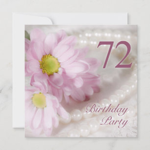 72nd Birthday party invitation with daisies Einladung
