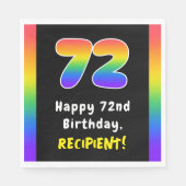 72nd Birthday: Rainbow Spectrum # 72, Custom Name Serviette (Vorderseite)