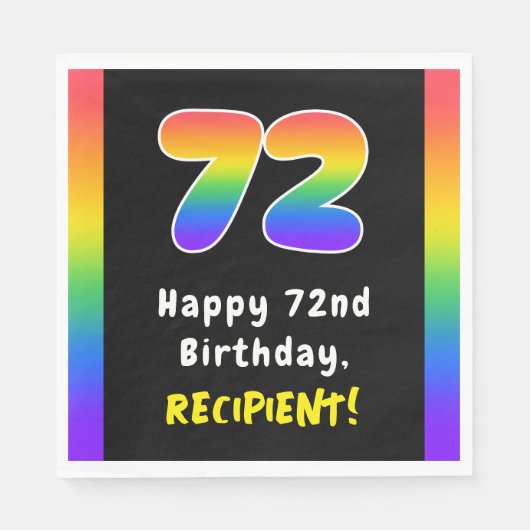 72nd Birthday: Rainbow Spectrum # 72, Custom Name Serviette (Vorderseite)