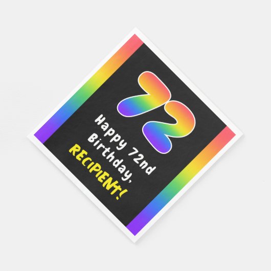 72nd Birthday: Rainbow Spectrum # 72, Custom Name Serviette (Ecke)