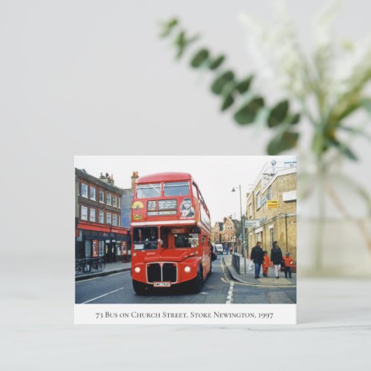 73 Bus Stoke Newington Church St N16 im Jahr 1997 Postkarte (Stehend Vorderseite)