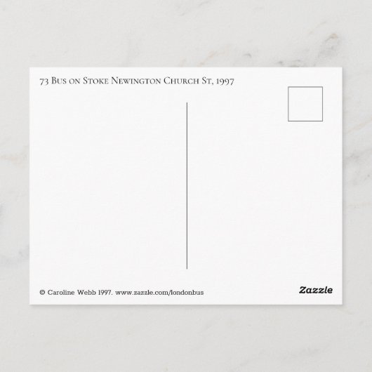 73 Bus Stoke Newington Church St N16 im Jahr 1997 Postkarte (Rückseite)