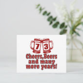 73 Cheers Beer Birthday Postkarte (Stehend Vorderseite)
