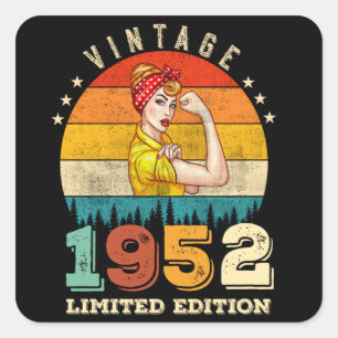 73. Geburtstag 1952 Vintage 73. Geburtstag Frauen Quadratischer Aufkleber