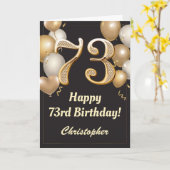73. Geburtstag Black and Gold Balloons Confetti Karte (Gelbe Blume)