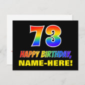 73. Geburtstag: Bold, Fun, Simple, Rainbow 73 Postkarte (Vorne/Hinten)