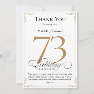 73. Geburtstag Dankeschön Karte mit Tribut