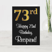 73. Geburtstag ~ Elegante Luxuriöse Imitate Gold L Karte (Vorderseite)
