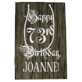 73. Geburtstag: Extravagant, Imitate Holzsehen + I Mittlere Geschenktüte (Vorderseite)