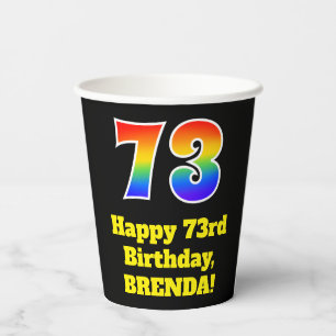 73. Geburtstag: Farbenfroh, Spaß, Spannung, Regenb Pappbecher
