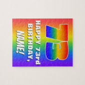 73. Geburtstag: Farbiges, lustiges Regenbogenmuste Puzzle (Horizontal)