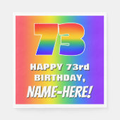 73. Geburtstag: Farbiges, lustiges Regenbogenmuste Serviette (Vorderseite)