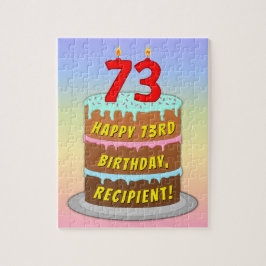 73. Geburtstag: Fun Cake and Candles + Individuell Puzzle