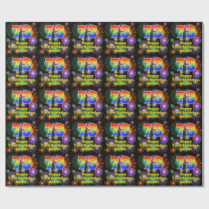 73. Geburtstag: Fun Fireworks, Rainbow Look # "73" Geschenkpapier