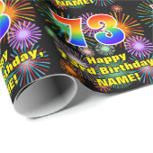 73. Geburtstag: Fun Fireworks, Rainbow Look # "73" Geschenkpapier (Rolleneckpunkt)