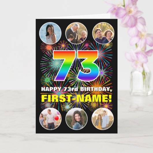 73. Geburtstag: Fun Rainbow #, Individuelle Name & Karte (Orchidee)