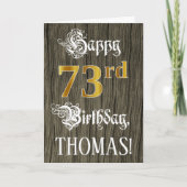 73. Geburtstag: Imitate Gold Look + Imitate Holzmu Karte (Vorderseite)