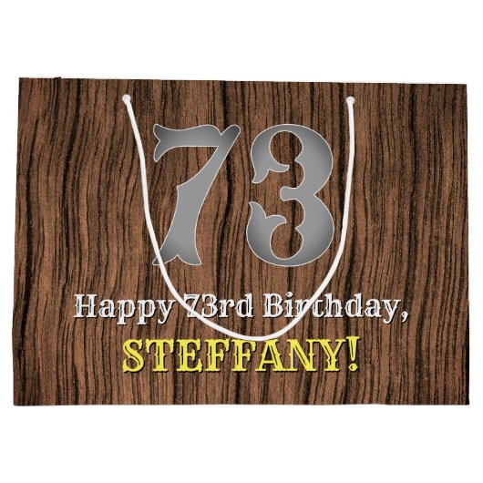 73. Geburtstag: Inspirierter Country Western Look, Große Geschenktüte (Rückseite)
