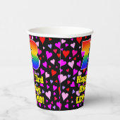 73. Geburtstag: Loving Hearts Pattern, Rainbow 73 Pappbecher (Rechts)