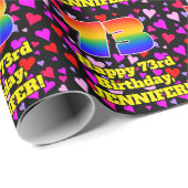 73. Geburtstag: Loving Hearts Pattern, Regenbogen Geschenkpapier (Rolleneckpunkt)