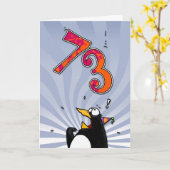 73. Geburtstag - Pinguin-Überraschungs-Karte Karte (Gelbe Blume)