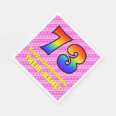 73. Geburtstag: Rosa Streifen & Herz, Regenbogen # Serviette (Ecke)