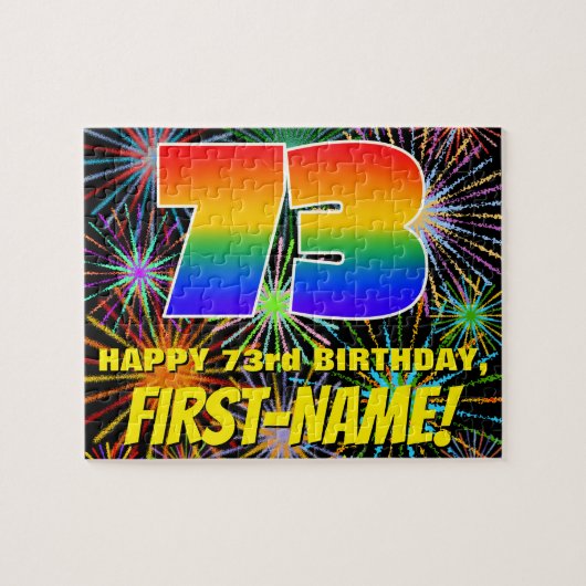 73. Geburtstag: Spaß, bunte feierliche Feuerwerke Puzzle (Horizontal)