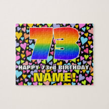 73. Geburtstag — Spaß, Liebende Herzformen + "73"