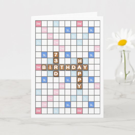 73. Geburtstag, Word Game Board Karte (Kleine Pflanze)