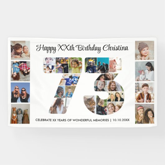 73. Geburtstagsfeier Nummer 73 Fotocollage Banner (Horizontal)