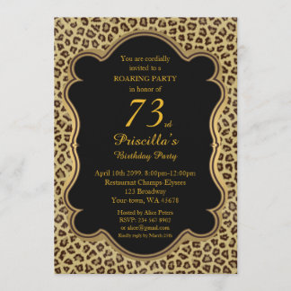 73. Geburtstagsparty 73., Cheetah, Black & Gold Einladung